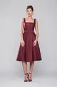 VESTIDO MIDI ZIBELINE DECOTE QUADRADO SAIA EVASE