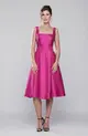 VESTIDO MIDI ZIBELINE DECOTE QUADRADO SAIA EVASE