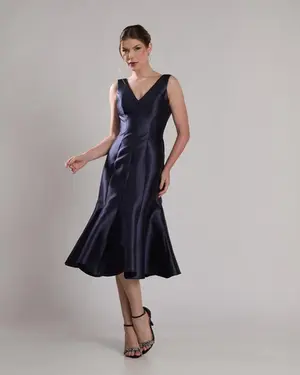 VESTIDO MIDI ZIBELINE DECOTE V SEREIA