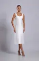 VESTIDO MIDI ZIBELINE DECOTE CORAÇÃO SAIA RETA