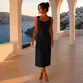 VESTIDO MIDI ZIBELINE DECOTE CORAÇÃO SAIA RETA