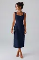 VESTIDO MIDI ZIBELINE DECOTE CORAÇÃO SAIA RETA
