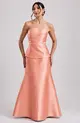VESTIDO LONGO ZIBELINE PEPLUM BUSTO DRAPEADO