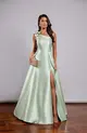VESTIDO LONGO ZIBELINE UM  OMBRO SÓ COM FLOR C/ FENDA
