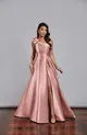 VESTIDO LONGO ZIBELINE UM  OMBRO SÓ COM FLOR C/ FENDA
