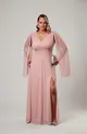 VESTIDO LONGO LUREX CAPA COM FENDA