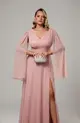 VESTIDO LONGO LUREX CAPA COM FENDA