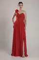 VESTIDO LONGO COM ALÇA FLOR ECHARPE CHIFFON