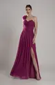 VESTIDO LONGO COM ALÇA FLOR ECHARPE CHIFFON