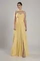 VESTIDO LONGO COM ALÇA FLOR ECHARPE CHIFFON