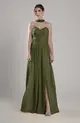VESTIDO LONGO COM ALÇA FLOR ECHARPE CHIFFON