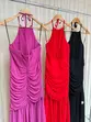 VESTIDO LONGO JUSTO FRENTE UNICA CHIFFON