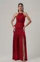 VESTIDO LONGO JUSTO FRENTE UNICA CHIFFON