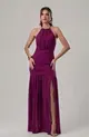 VESTIDO LONGO JUSTO FRENTE UNICA CHIFFON