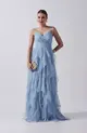VESTIDO LONGO ALÇA FINA BABADO TULE