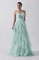 VESTIDO LONGO ALÇA FINA BABADO TULE