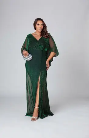 VESTIDO LONGO C/ MANGA TIE DYE LUREX