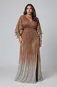 VESTIDO LONGO C/ MANGA TIE DYE LUREX