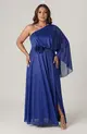 VESTIDO LONGO UMA MANGA CHIFFON BRILHO