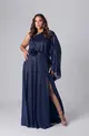 VESTIDO LONGO UMA MANGA CHIFFON BRILHO
