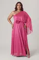 VESTIDO LONGO UMA MANGA CHIFFON BRILHO