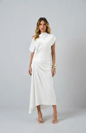 VESTIDO DRAPEADO EM CREPE PATOU