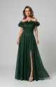 VESTIDO LONGO TULE OMBRO A OMBRO C/ FRUFRU C/ FENDA