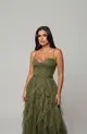 VESTIDO LONGO TULE GLITTER CASCATA SAIA