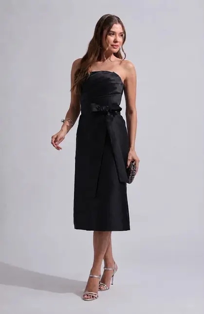 VESTIDO MIDI TOMARA QUE CAIA ZIBELINE C/ FAIXA