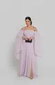 VESTIDO LONGO CHIFFON MANGA CAPA