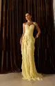 VESTIDO LONGO ZIBELINE E CHIFFON BABADO SORI