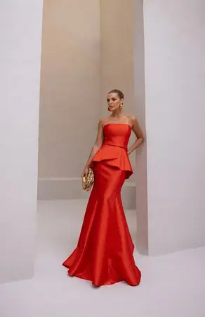 VESTIDO LONGO TOMARA QUE CAIA PEPLUM ZIBELINE SORI