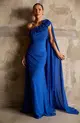 VESTIDO LONGO DRAPEADO CHIFFON CAPA FLORES SORI