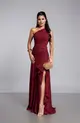 VESTIDO LONGO UM OMBRO DRAPEADO CHIFFON