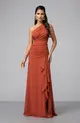 VESTIDO LONGO UM OMBRO DRAPEADO CHIFFON
