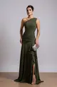 VESTIDO LONGO UM OMBRO DRAPEADO CHIFFON