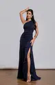 VESTIDO LONGO UM OMBRO DRAPEADO CHIFFON
