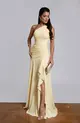 VESTIDO LONGO UM OMBRO DRAPEADO CHIFFON