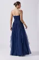 VESTIDO LONGO TULE BUSTO DRAPEADO SAIA CASCATA