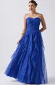 VESTIDO LONGO TULE BUSTO DRAPEADO SAIA CASCATA