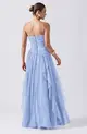 VESTIDO LONGO TULE BUSTO DRAPEADO SAIA CASCATA