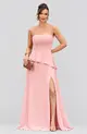 VESTIDO LONGO CREPE TOMARA QUE CAIA PEPLUM TRANÇADO NAS COSTAS