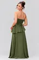 VESTIDO LONGO CREPE TOMARA QUE CAIA PEPLUM TRANÇADO NAS COSTAS