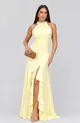 VESTIDO LONGO CREPE FRENTE UNICA DRAPEADO C/ BABADO SAIA