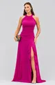 VESTIDO LONGO CREPE FRENTE UNICA DRAPEADO C/ BABADO SAIA