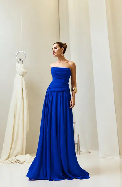 VESTIDO LONGO CHIFON TQC CORSET SOBREPOSTO