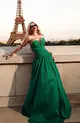 VESTIDO LONGO TAFETA CORSET DRAPEADO