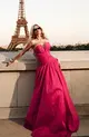 VESTIDO LONGO TAFETA CORSET DRAPEADO