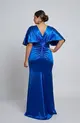VESTIDO LONGO PRADA SOBREPOSIÇÃO MANGA E SAIA DRAPEADA