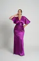 VESTIDO LONGO PRADA SOBREPOSIÇÃO MANGA E SAIA DRAPEADA
